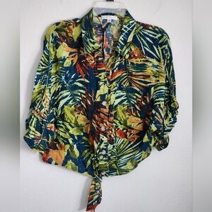 Daily Thread Tropical Multi-color Tie Crop Top Sz L